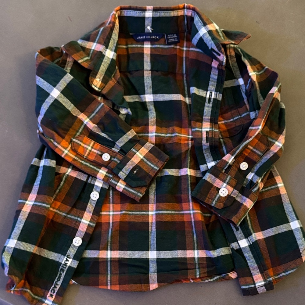 Janie and Jack boys plaid shirt, 6 to 12 months
